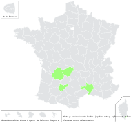Ophrys ×minuticauda Duffort - carte de répartition