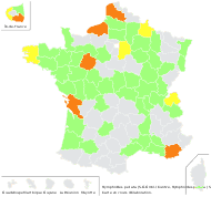 Nymphoides peltata (S.G.Gmel.) Kuntze - carte de répartition